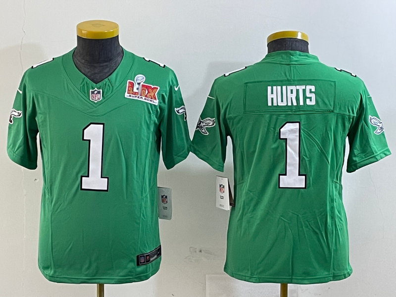 Youth 2025 Philadelphia Eagles #1 Hurts green Nike NFL jersey style 6